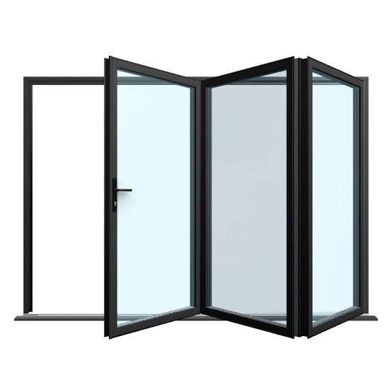 Anthracite grey aluminium bifold doors folded back
